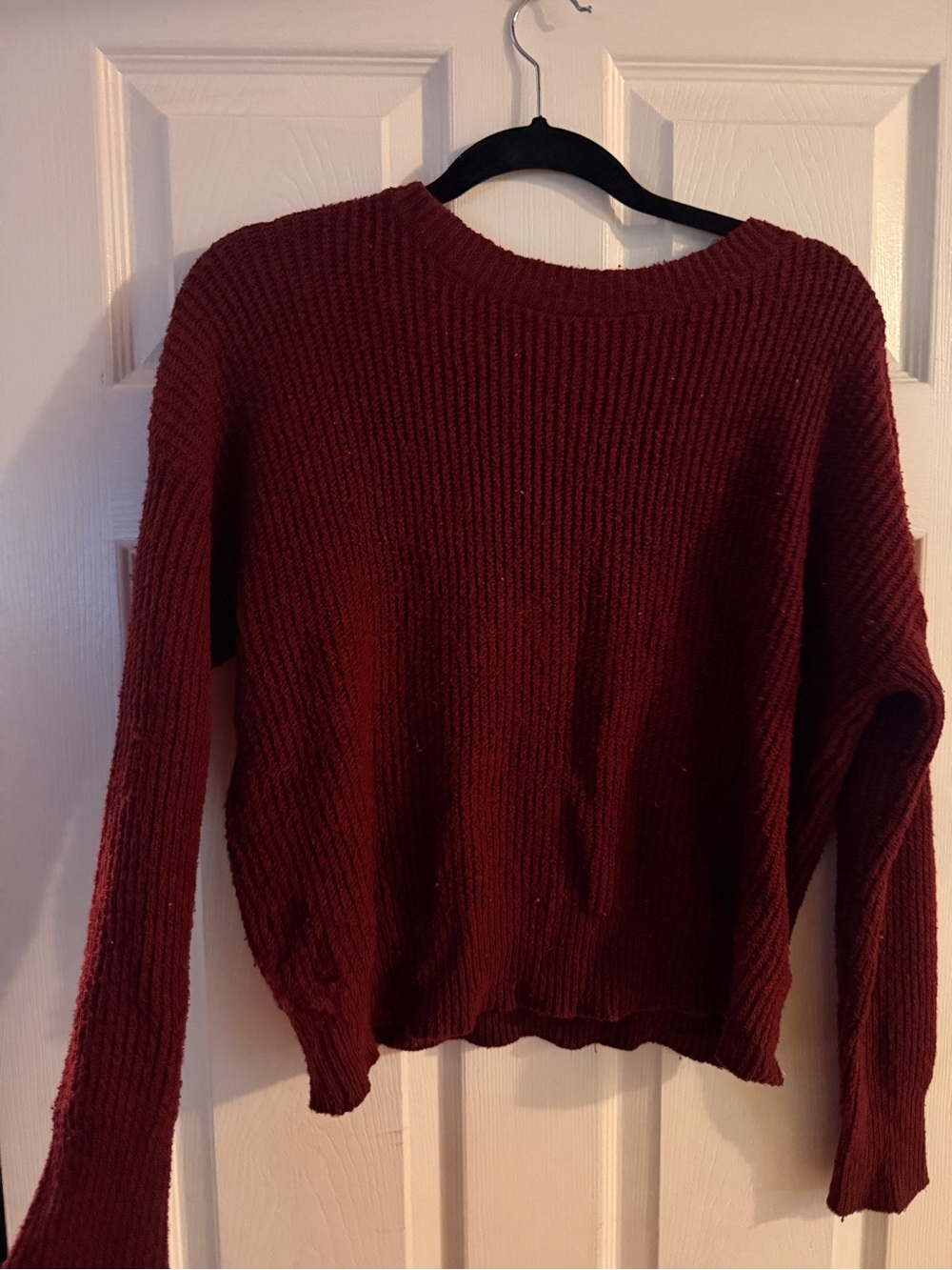 Ardene Ribbed Crewneck Sweater - Burgundy